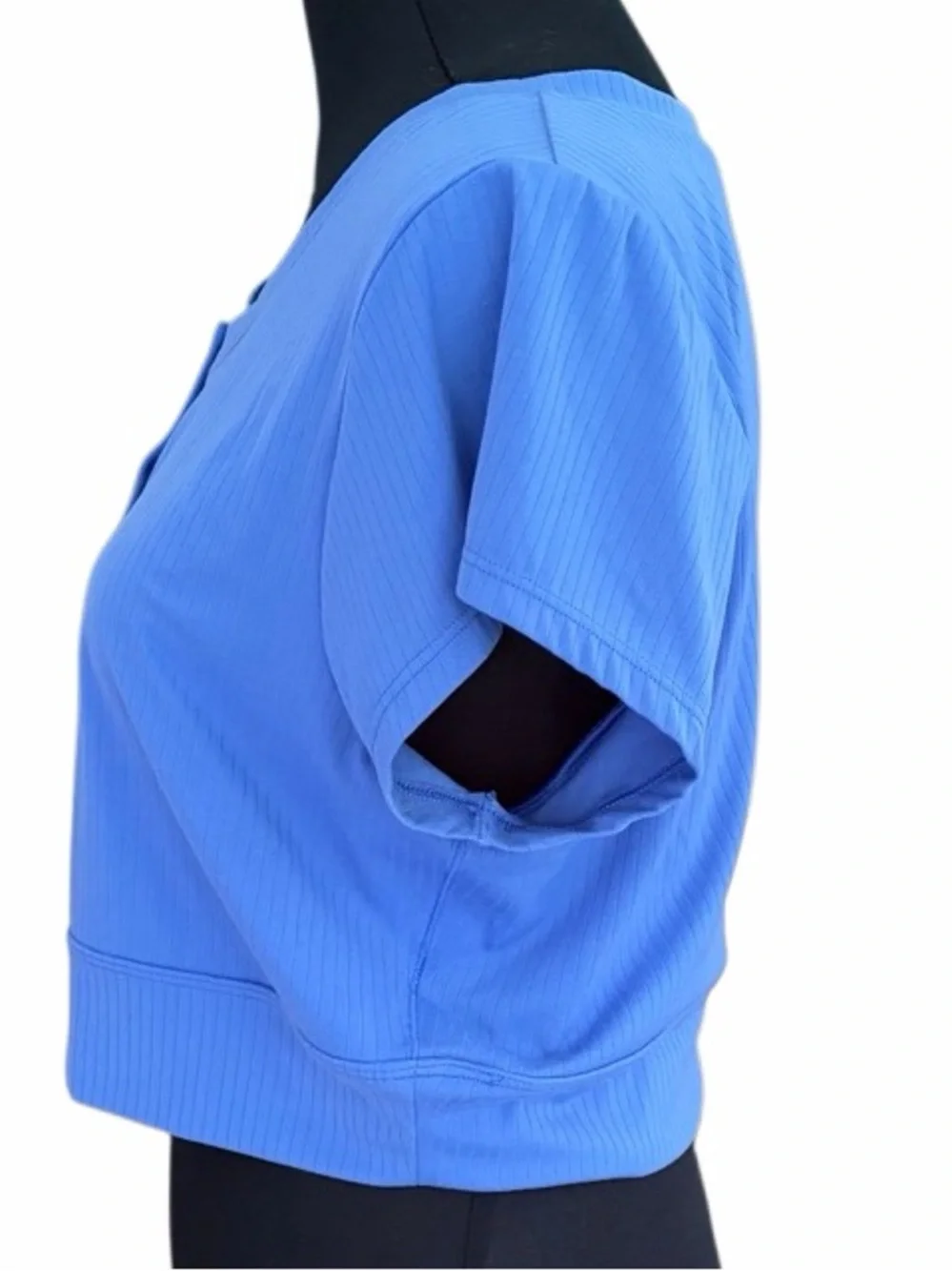 aerie Ribbed Henley Crop Top in Periwinkle Blue size L.
